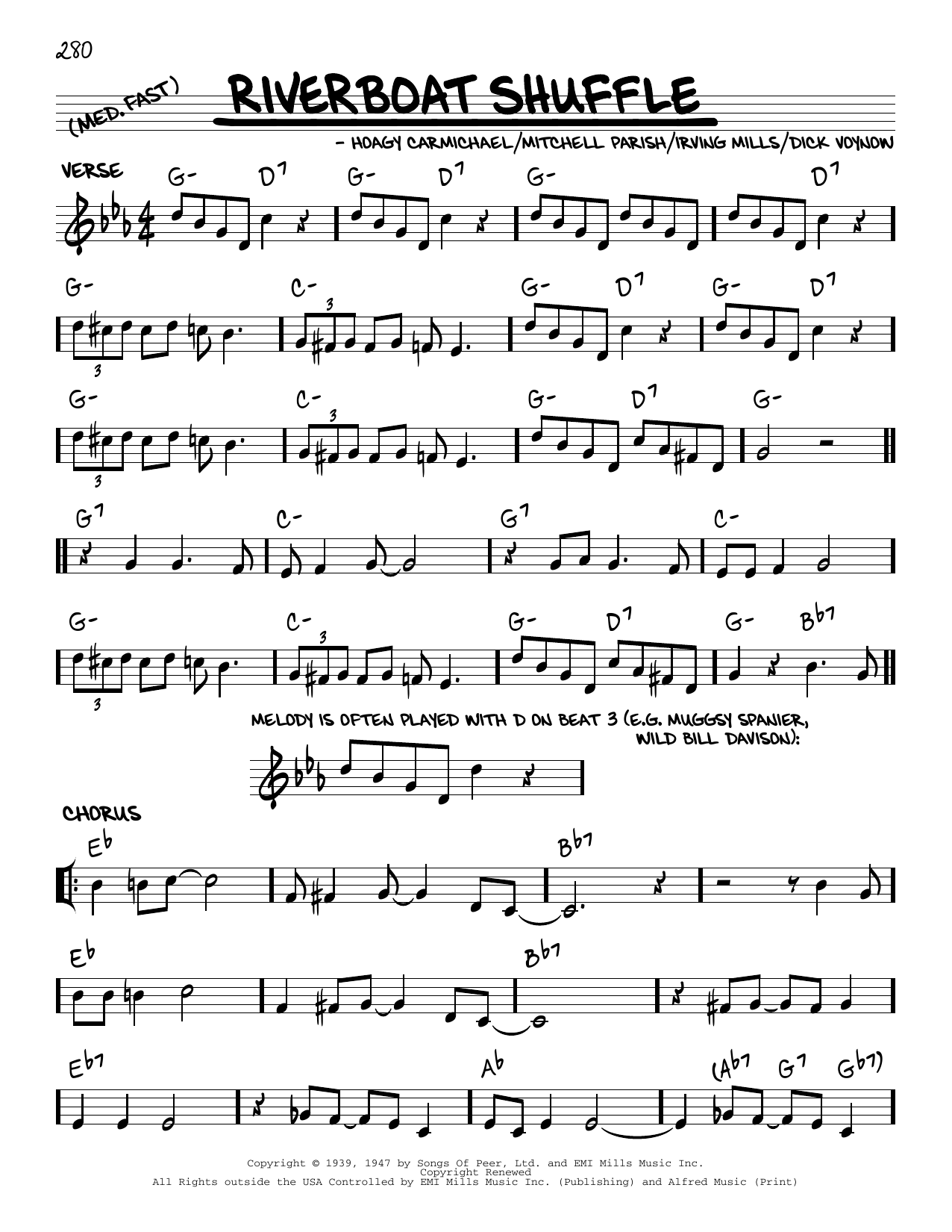 Bix Beiderbecke Riverboat Shuffle (arr. Robert Rawlins) sheet music notes and chords arranged for Real Book – Melody, Lyrics & Chords