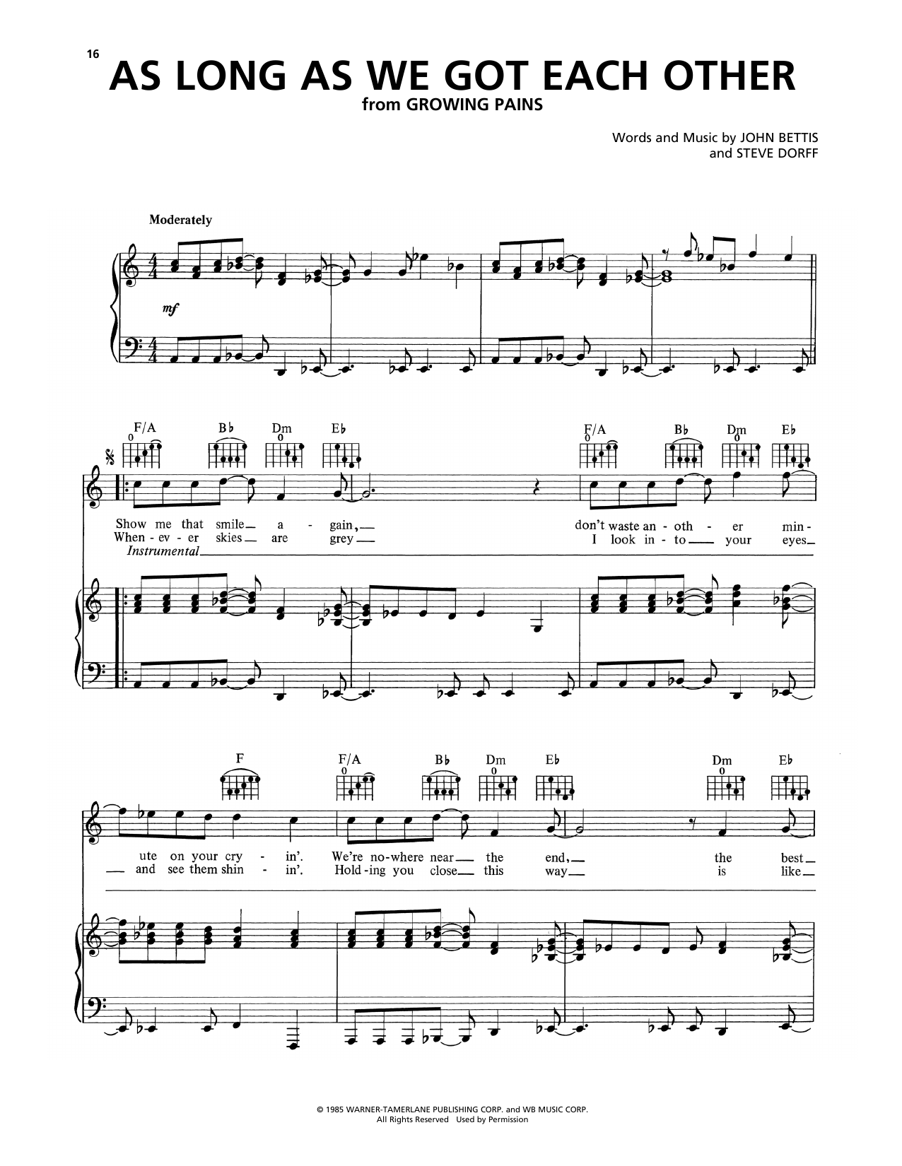 Learn to play B.J. Thomas As Long As We Got Each Other sheet music for Piano, Vocal & Guitar Chords (Right-Hand Melody) in minutes. Price: 7.8900$ B.J. Thomas As Long As We Got Each Other sheet music notes and chords arranged for Piano, Vocal & Guitar Chords (Right-Hand Melody)