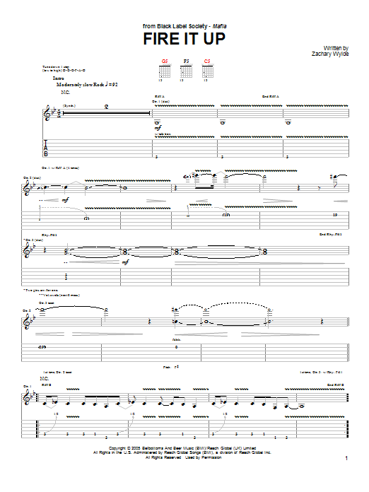 Learn to play Black Label Society Fire It Up sheet music for Guitar Tab in minutes. Price: 7.8900$ Black Label Society Fire It Up sheet music notes and chords arranged for Guitar Tab