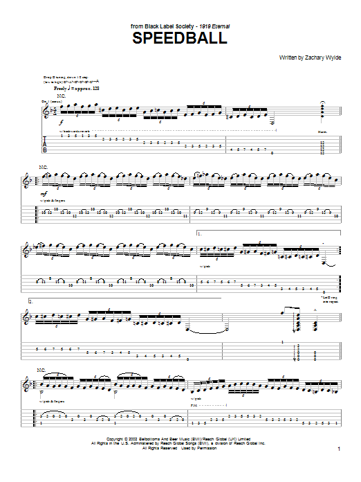 Learn to play Black Label Society Speedball sheet music for Guitar Tab in minutes. Price: 7.8900$ Black Label Society Speedball sheet music notes and chords arranged for Guitar Tab