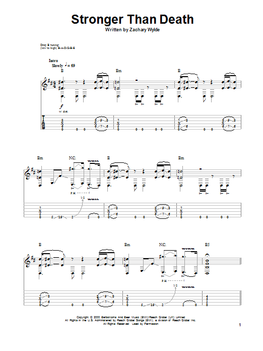 Black Label Society Stronger Than Death sheet music notes and chords. Download Printable PDF.