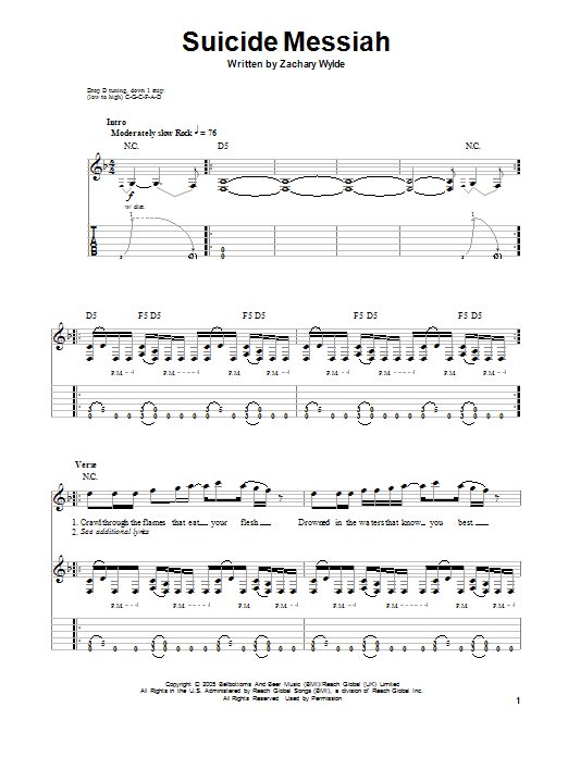 Black Label Society Suicide Messiah sheet music notes and chords. Download Printable PDF.