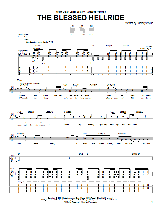 Learn to play Black Label Society The Blessed Hellride sheet music for Guitar Tab in minutes. Price: 7.8900$ Black Label Society The Blessed Hellride sheet music notes and chords arranged for Guitar Tab