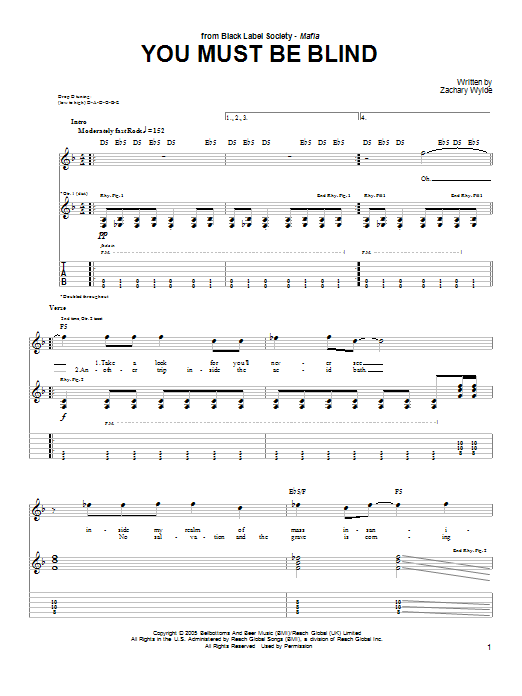 Learn to play Black Label Society You Must Be Blind sheet music for Guitar Tab in minutes. Price: 7.8900$ Black Label Society You Must Be Blind sheet music notes and chords arranged for Guitar Tab