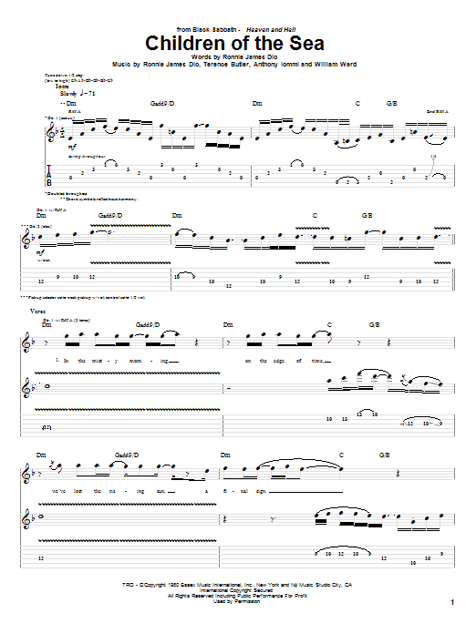 Learn to play Black Sabbath Children Of The Sea sheet music for Guitar Tab in minutes. Price: 7.8900$ Black Sabbath Children Of The Sea sheet music notes and chords arranged for Guitar Tab
