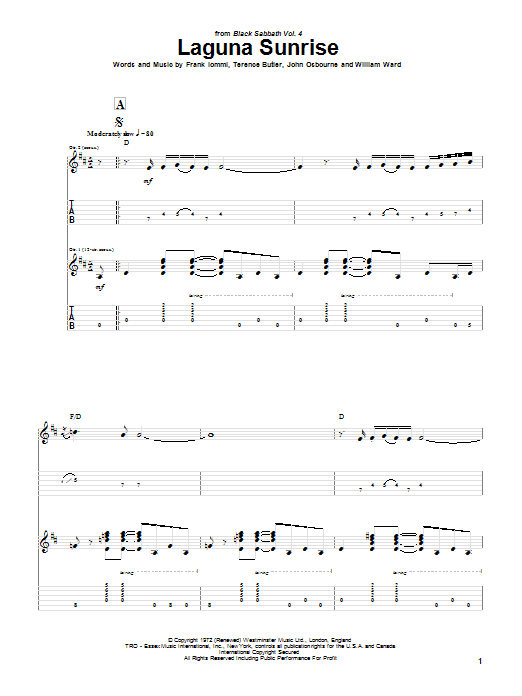Learn to play Black Sabbath Laguna Sunrise sheet music for Guitar Tab in minutes. Price: 7.8900$ Black Sabbath Laguna Sunrise sheet music notes and chords arranged for Guitar Tab