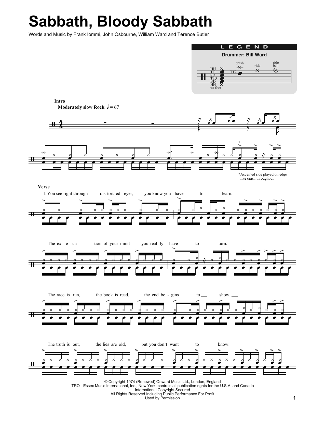 Black Sabbath Sabbath, Bloody Sabbath sheet music notes and chords. Download Printable PDF.