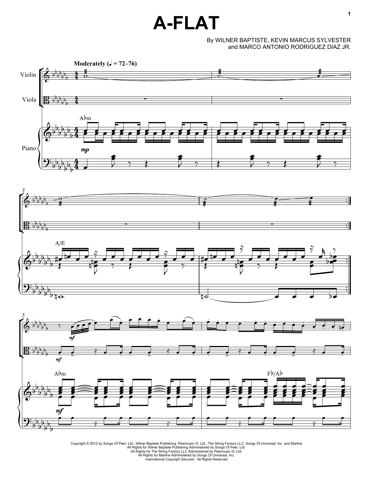 Black Violin A-Flat sheet music notes and chords. Download Printable PDF.