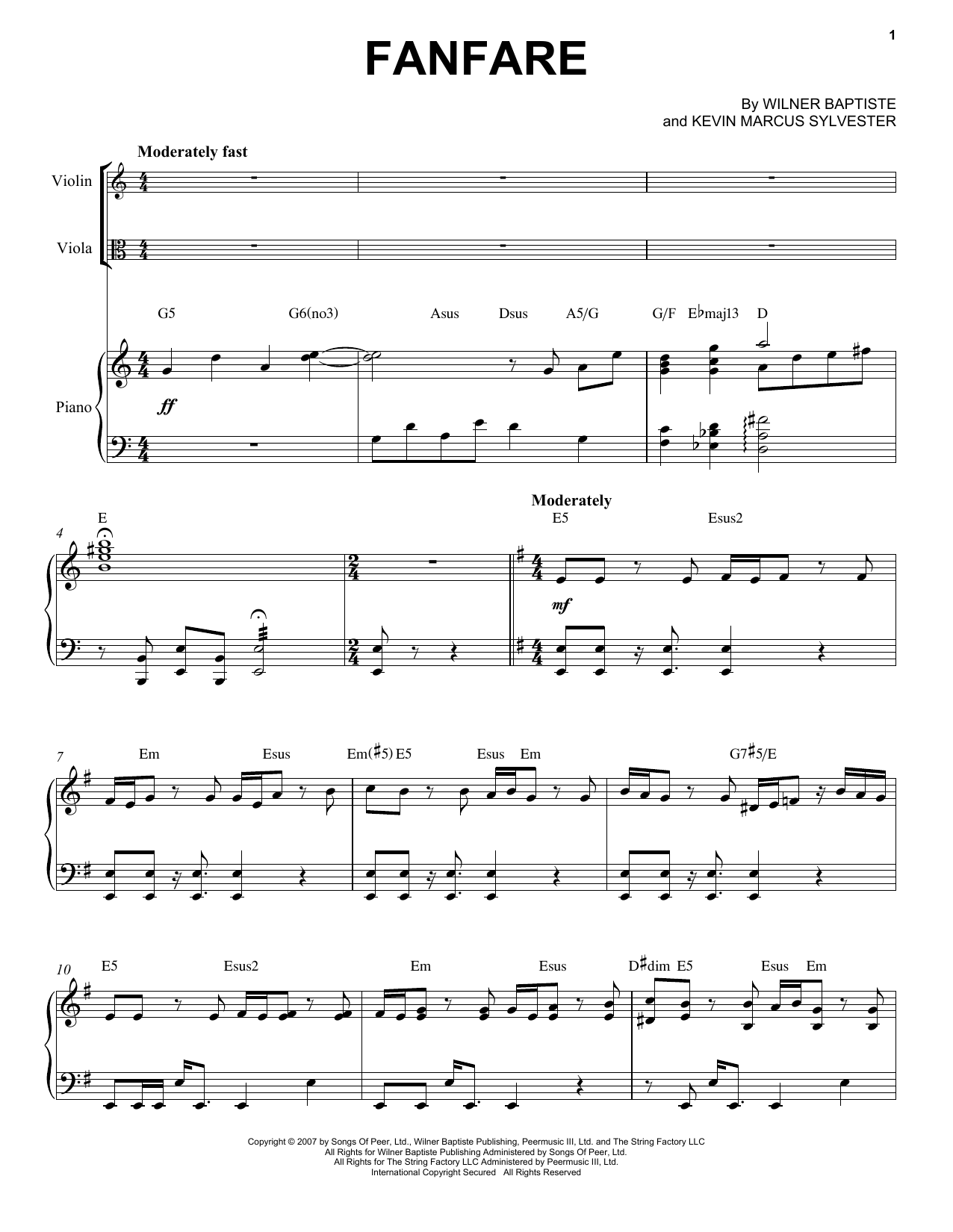 Black Violin Fanfare sheet music notes and chords. Download Printable PDF.