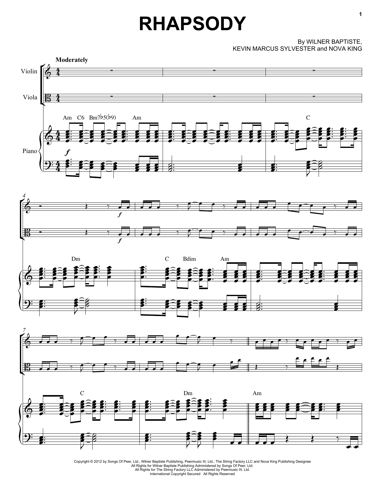 Black Violin Rhapsody sheet music notes and chords. Download Printable PDF.