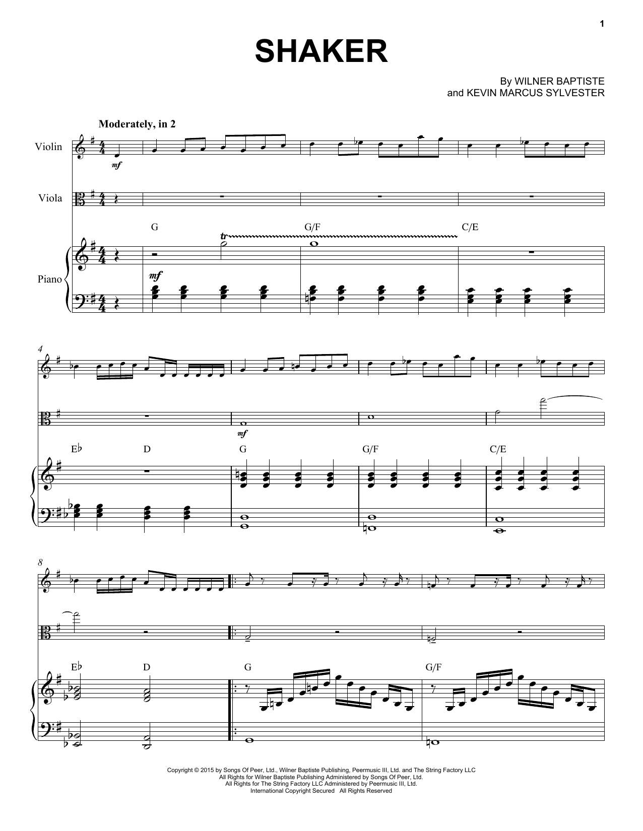 Black Violin Shaker sheet music notes and chords. Download Printable PDF.