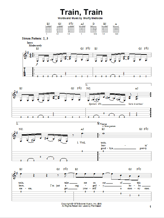 Blackfoot Train, Train sheet music notes and chords. Download Printable PDF.