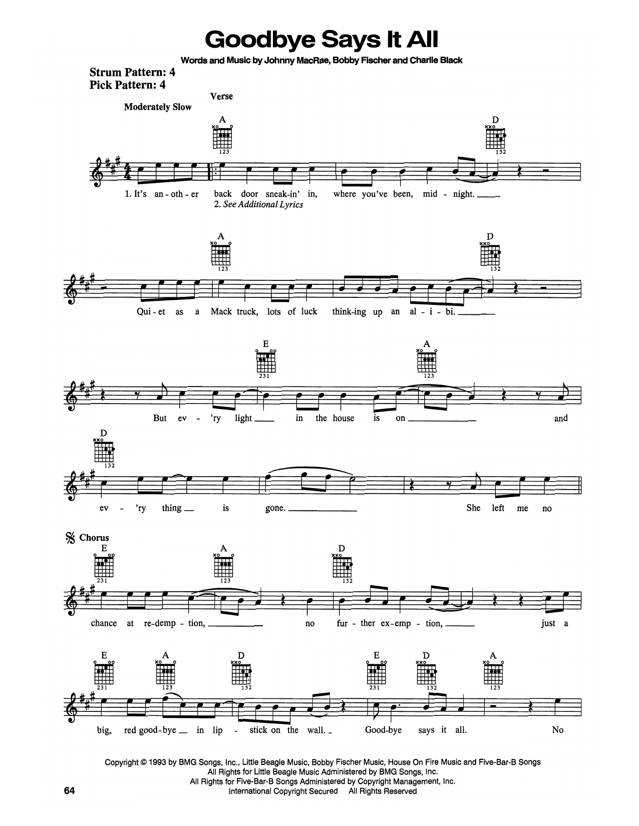 Blackhawk Goodbye Says It All sheet music notes and chords. Download Printable PDF.