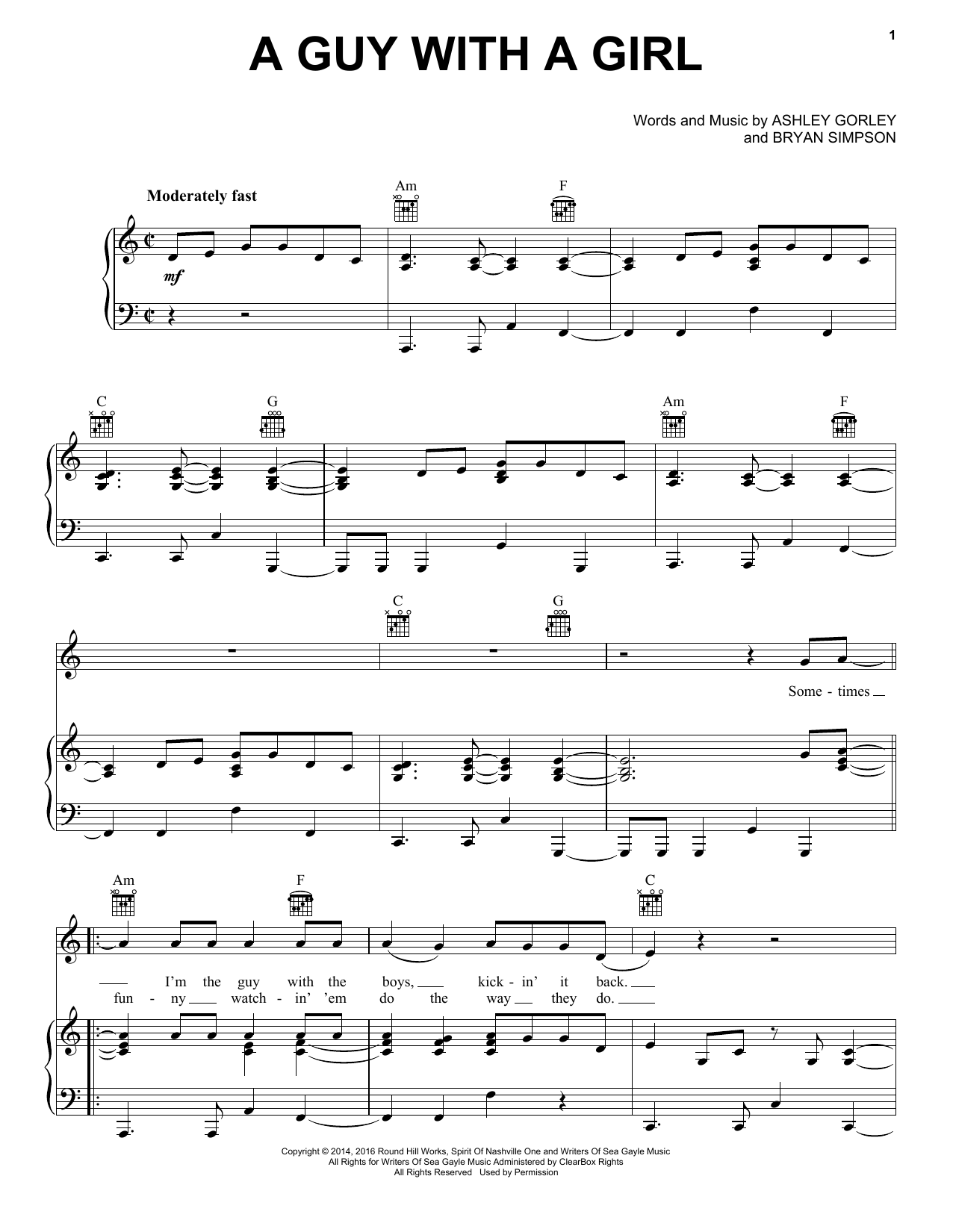 Learn to play Blake Shelton A Guy With A Girl sheet music for Piano, Vocal & Guitar Chords (Right-Hand Melody) in minutes. Price: 7.8900$ Blake Shelton A Guy With A Girl sheet music notes and chords arranged for Piano, Vocal & Guitar Chords (Right-Hand Melody)