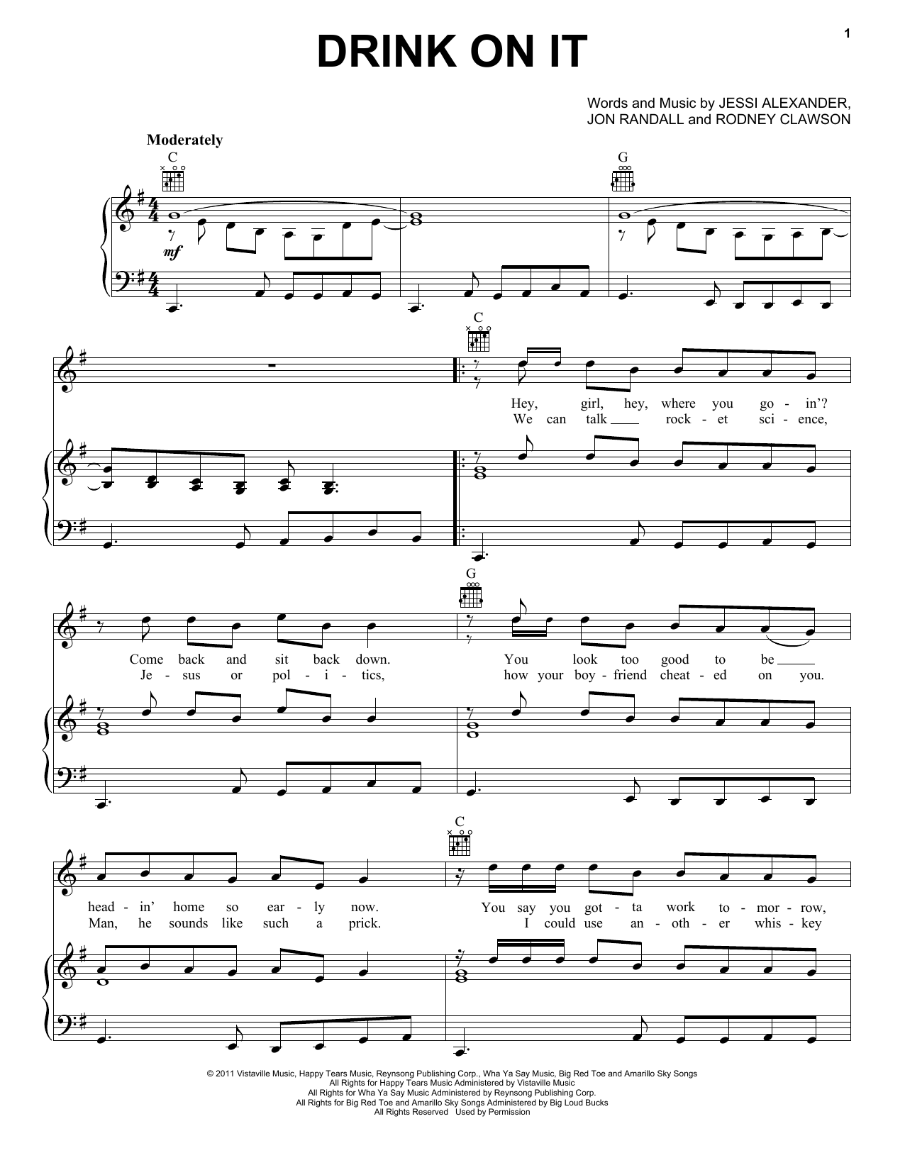 Learn to play Blake Shelton Drink On It sheet music for Piano, Vocal & Guitar Chords (Right-Hand Melody) in minutes. Price: 7.8900$ Blake Shelton Drink On It sheet music notes and chords arranged for Piano, Vocal & Guitar Chords (Right-Hand Melody)