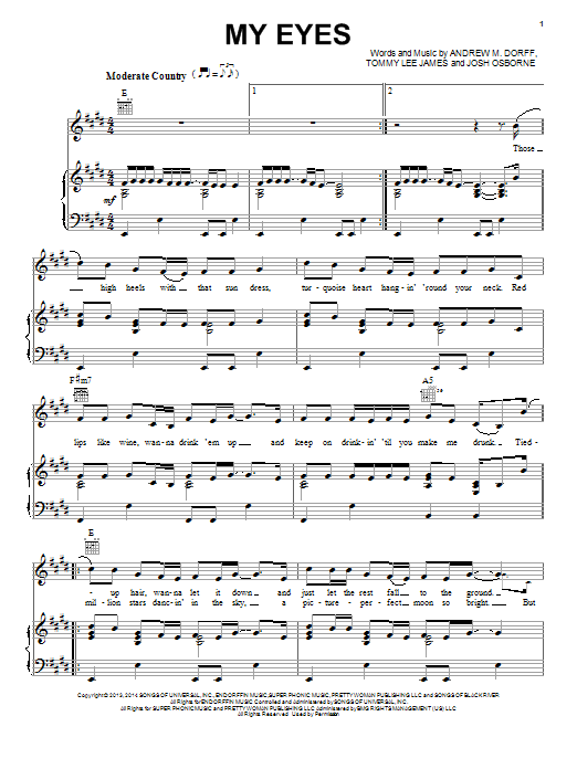 Learn to play Blake Shelton My Eyes (feat. Gwen Sebastian) sheet music for Piano, Vocal & Guitar Chords (Right-Hand Melody) in minutes. Price: 7.8900$ Blake Shelton My Eyes (feat. Gwen Sebastian) sheet music notes and chords arranged for Piano, Vocal & Guitar Chords (Right-Hand Melody)