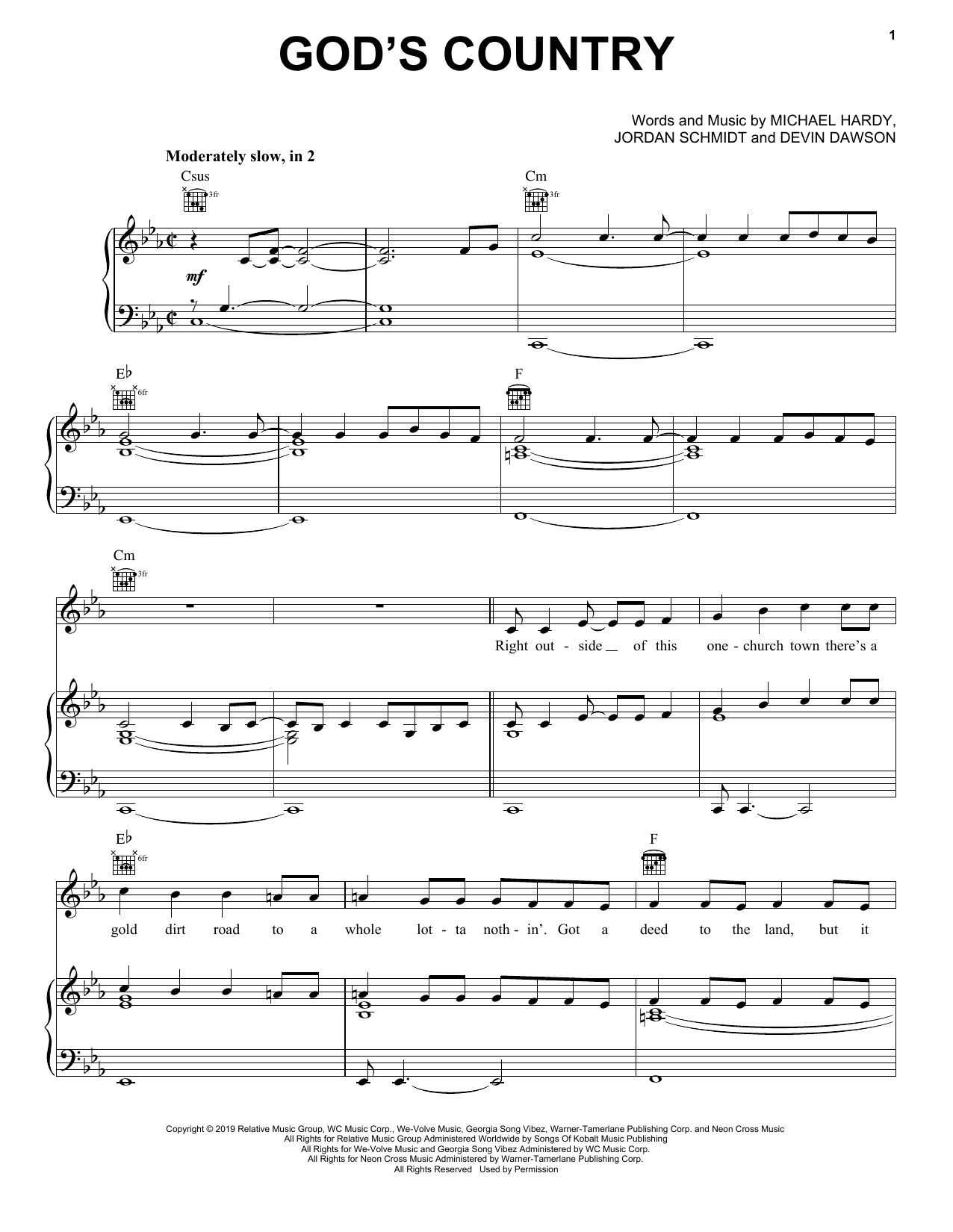 Blake Shelton God's Country sheet music notes and chords. Download Printable PDF.