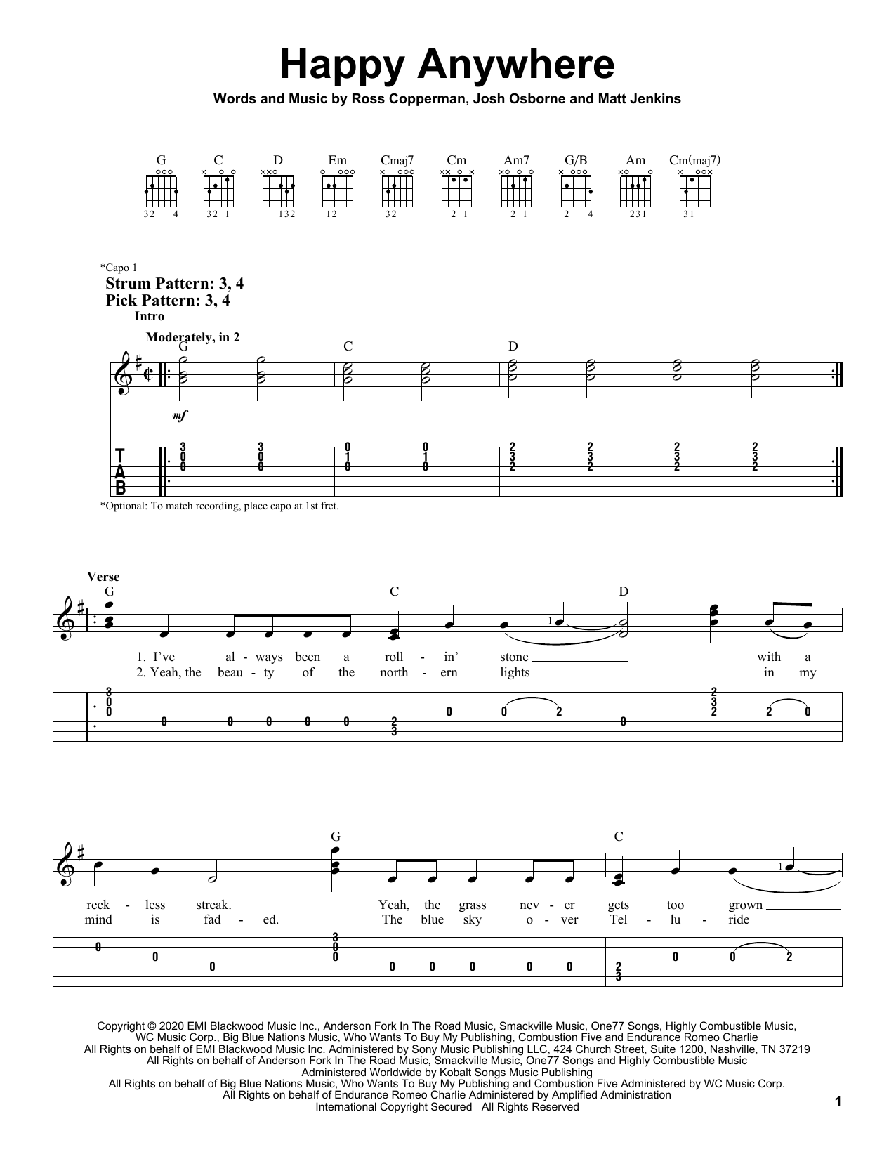 Blake Shelton Happy Anywhere (feat. Gwen Stefani) sheet music notes and chords. Download Printable PDF.