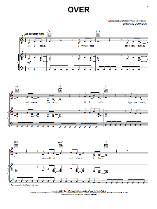 Learn to play Blake Shelton Over sheet music for Piano, Vocal & Guitar Chords (Right-Hand Melody) in minutes. Price: 7.8900$ Blake Shelton Over sheet music notes and chords arranged for Piano, Vocal & Guitar Chords (Right-Hand Melody)