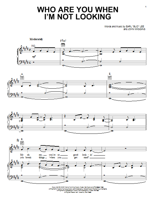 Learn to play Blake Shelton Who Are You When I'm Not Looking sheet music for Piano, Vocal & Guitar Chords (Right-Hand Melody) in minutes. Price: 7.8900$ Blake Shelton Who Are You When I'm Not Looking sheet music notes and chords arranged for Piano, Vocal & Guitar Chords (Right-Hand Melody)