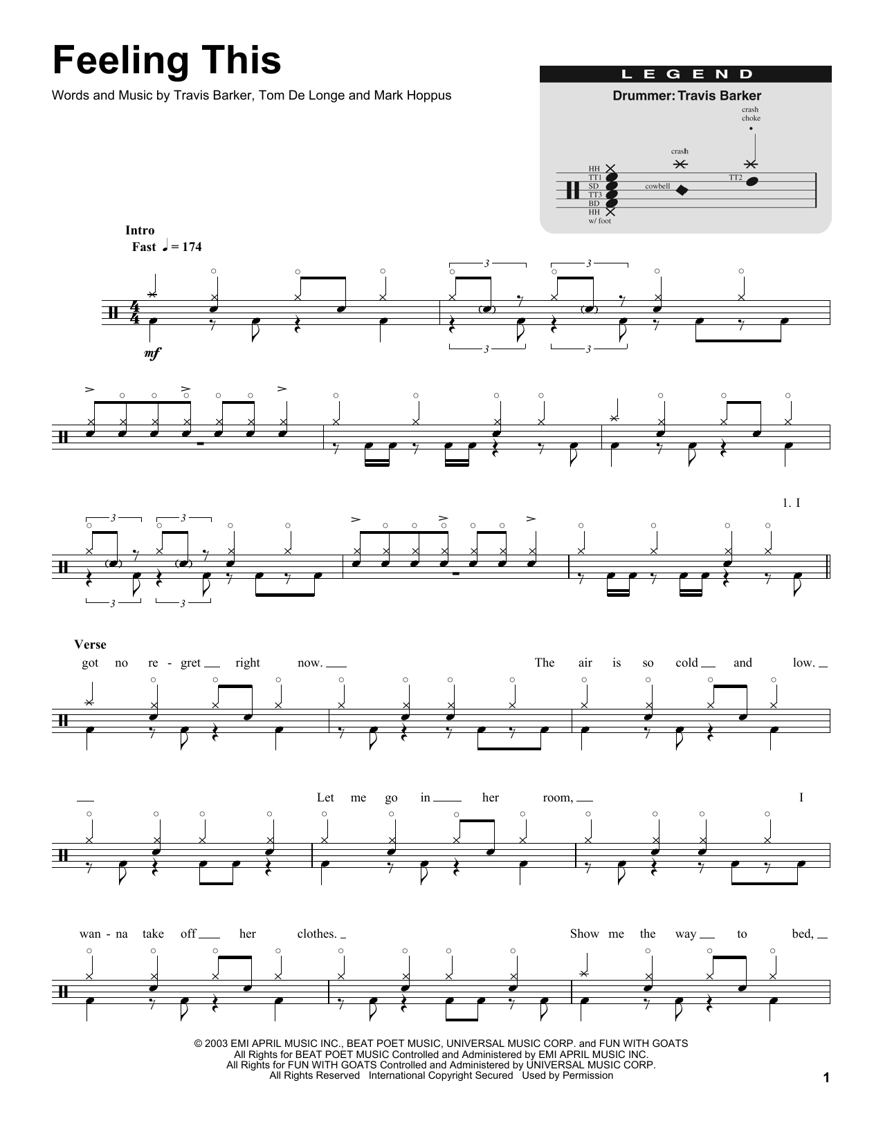 Blink-182 Feeling This sheet music notes and chords. Download Printable PDF.