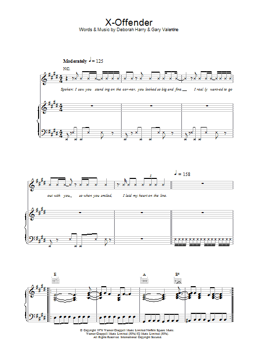 Blondie X-Offender sheet music notes and chords. Download Printable PDF.