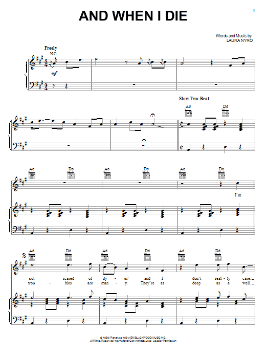 Blood, Sweat & Tears And When I Die sheet music notes and chords. Download Printable PDF.