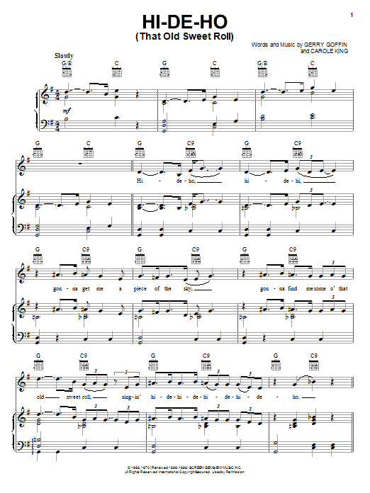 Blood, Sweat & Tears Hi-De-Ho (That Old Sweet Roll) sheet music notes and chords arranged for Piano, Vocal & Guitar Chords (Right-Hand Melody)