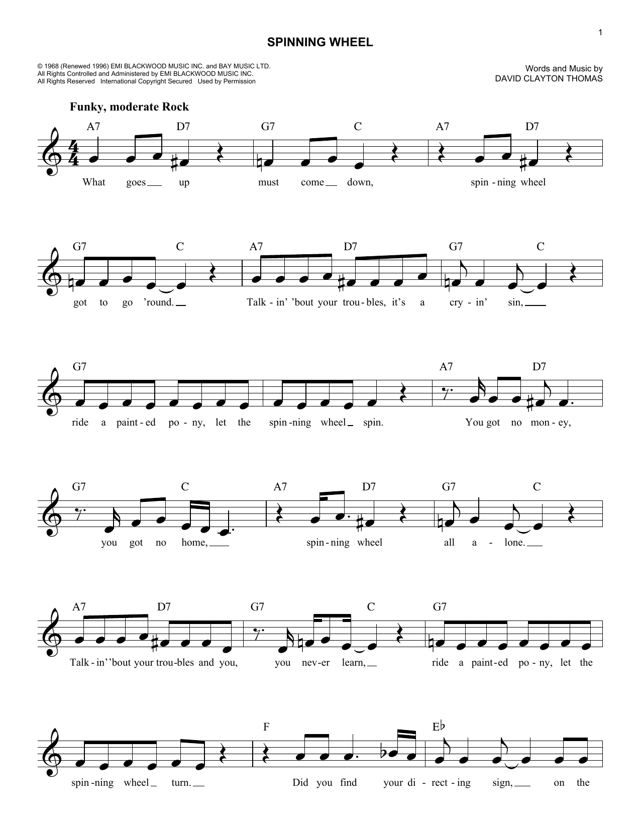 Blood, Sweat & Tears Spinning Wheel sheet music notes and chords. Download Printable PDF.