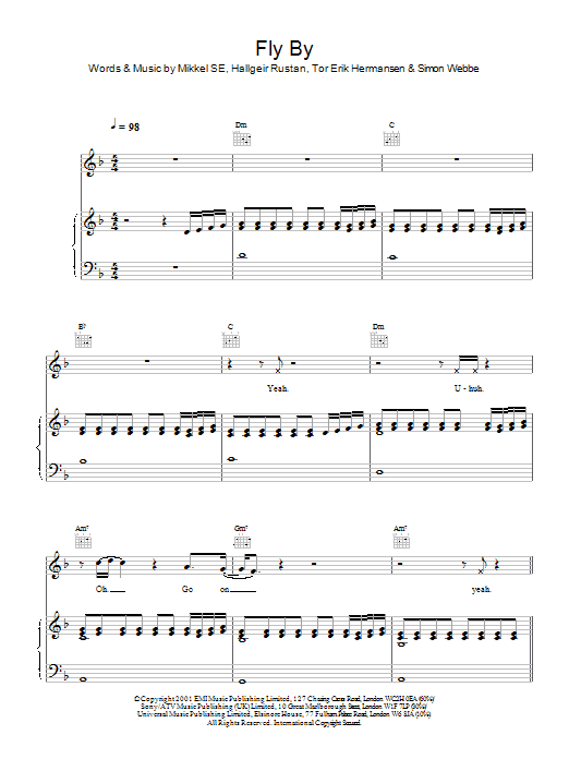 Blue Fly By sheet music notes and chords. Download Printable PDF.