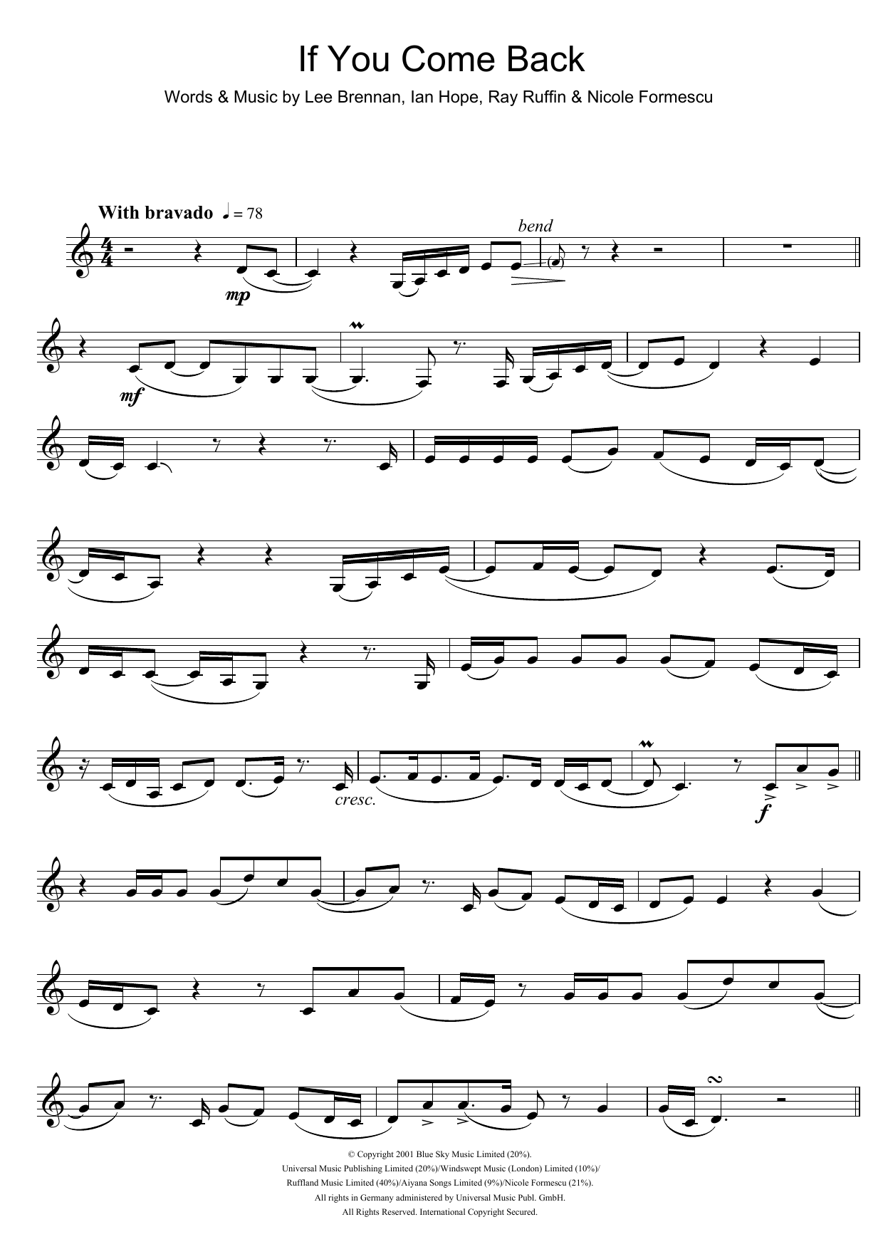 Blue If You Come Back sheet music notes and chords. Download Printable PDF.