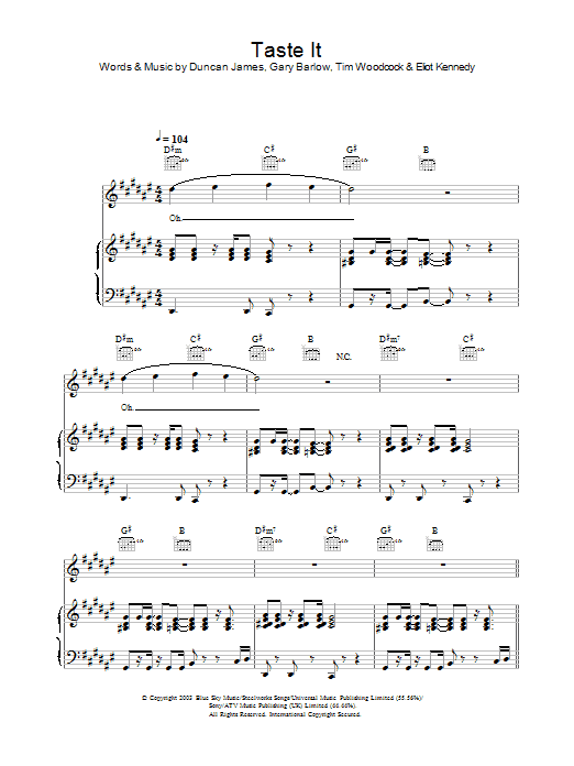 Learn to play Blue Taste It sheet music for Piano, Vocal & Guitar Chords in minutes. Price: 7.8900$ Blue Taste It sheet music notes and chords arranged for Piano, Vocal & Guitar Chords