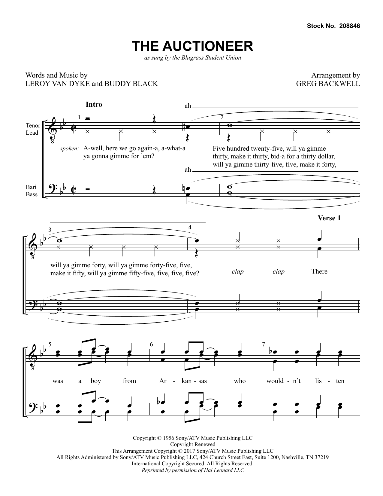 Bluegrass Student Union The Auctioneer (arr. Greg Blackwell) sheet music notes and chords. Download Printable PDF.