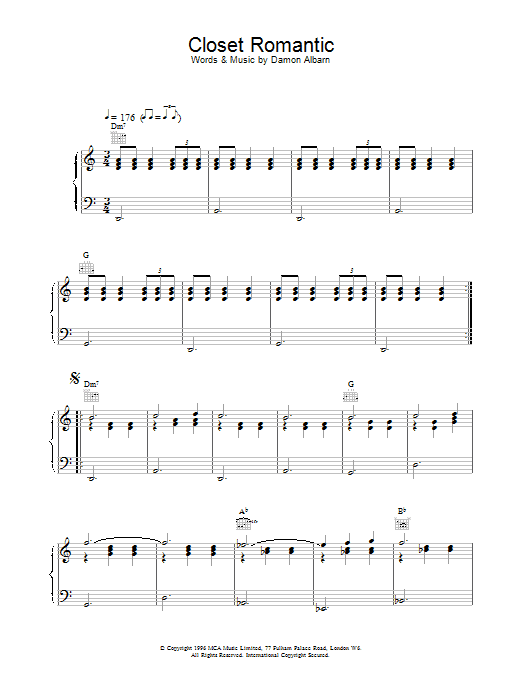 Learn to play Blur Closet Romantic sheet music for Piano, Vocal & Guitar Chords in minutes. Price: 7.8900$ Blur Closet Romantic sheet music notes and chords arranged for Piano, Vocal & Guitar Chords
