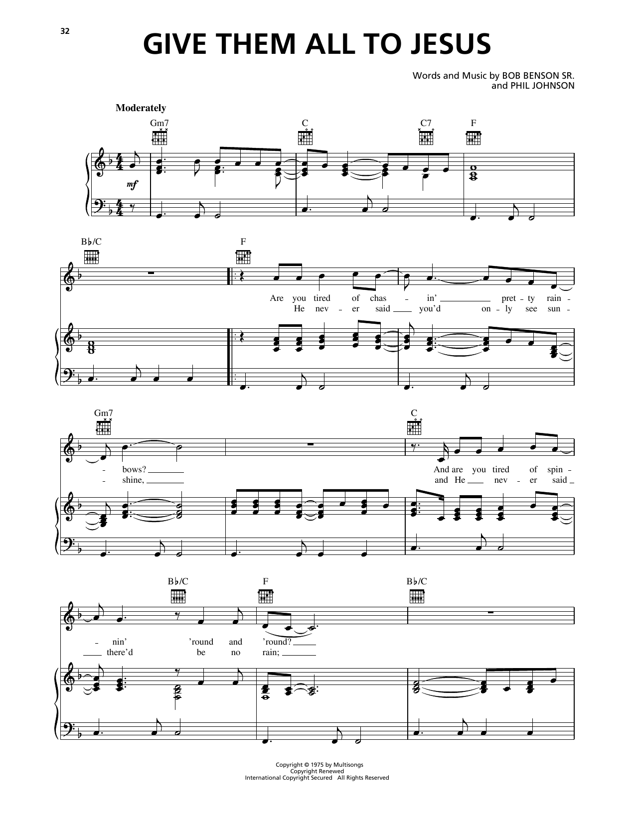 Bo Benson Sr. Give Them All To Jesus sheet music notes and chords. Download Printable PDF.