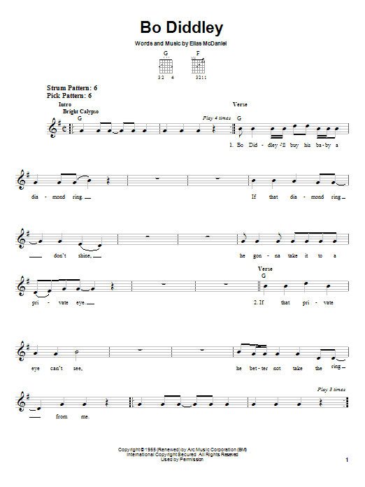 Bo Diddley Bo Diddley sheet music notes and chords. Download Printable PDF.