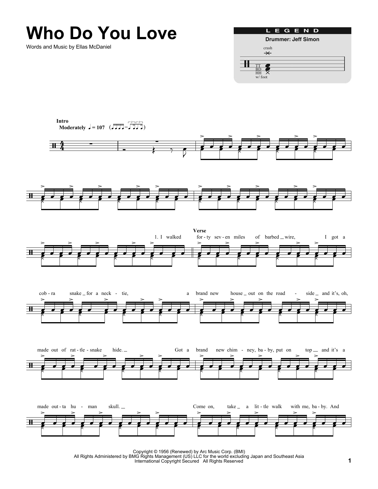 Bo Diddley Who Do You Love sheet music notes and chords. Download Printable PDF.