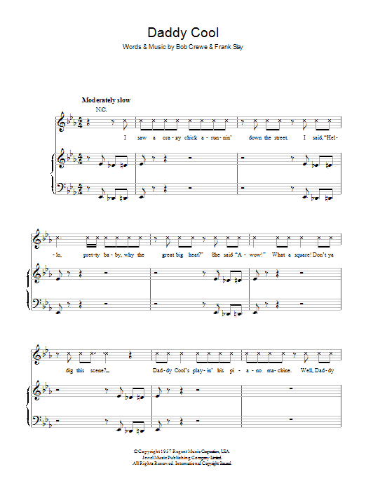 Learn to play Bob Crewe Daddy Cool sheet music for Piano, Vocal & Guitar Chords in minutes. Price: 7.8900$ Bob Crewe Daddy Cool sheet music notes and chords arranged for Piano, Vocal & Guitar Chords