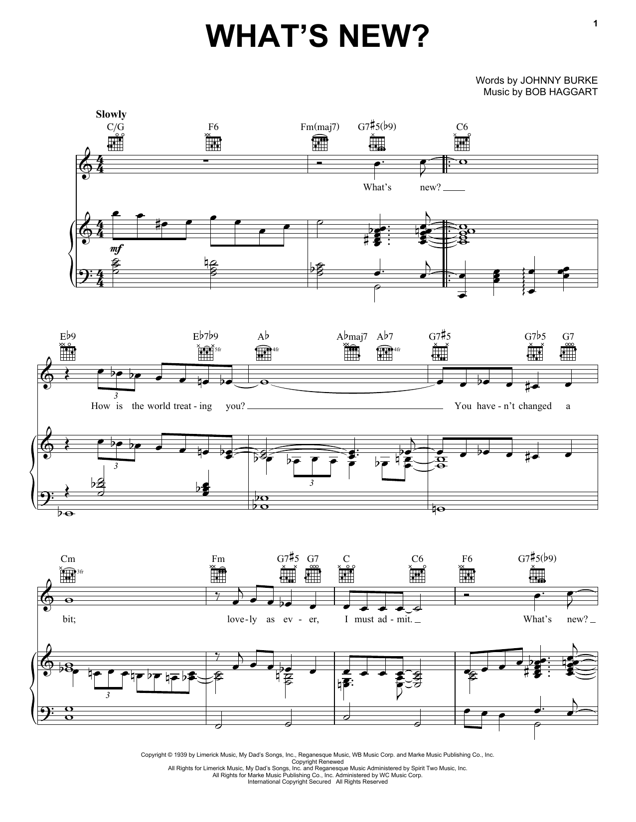 Bob Crosby and His Orchestra What's New? sheet music notes and chords arranged for Piano, Vocal & Guitar Chords (Right-Hand Melody)