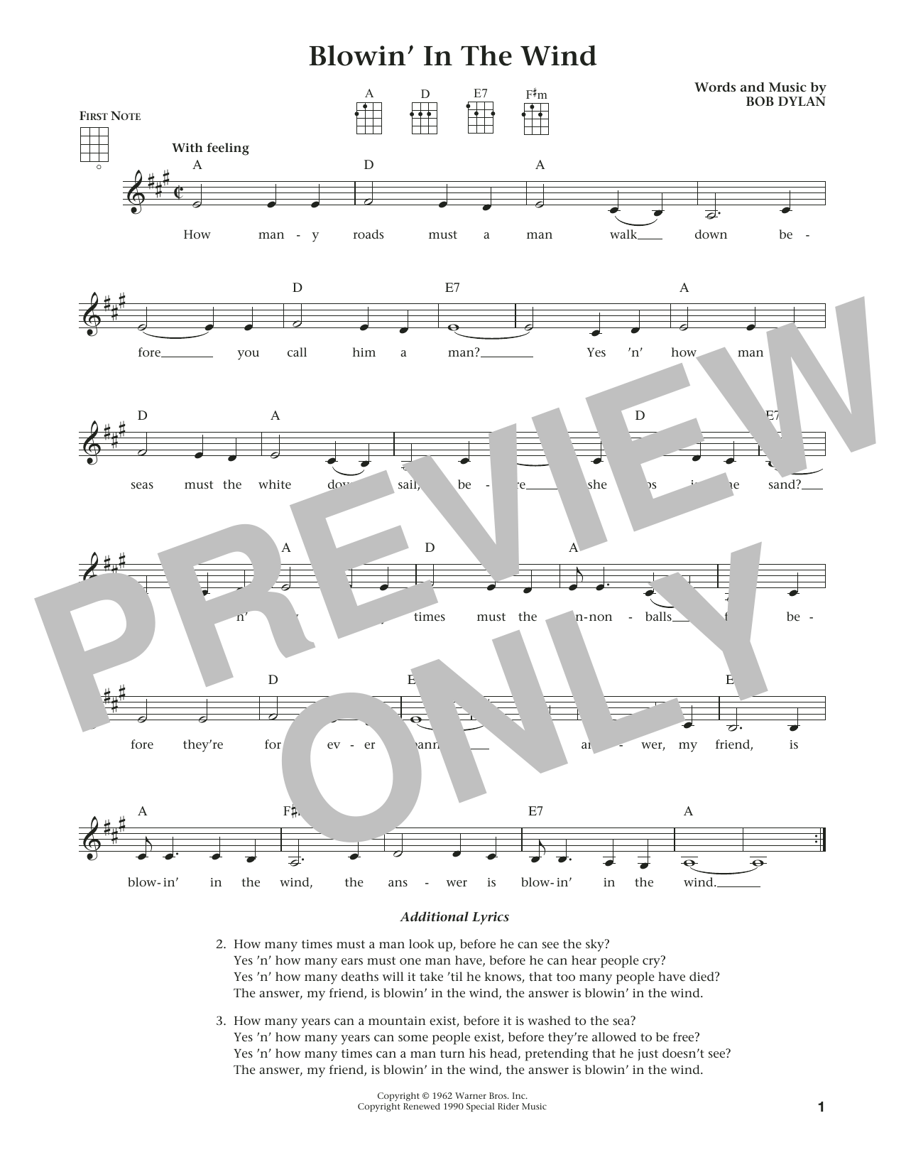 Bob Dylan Blowin' In The Wind (from The Daily Ukulele) (arr. Liz and Jim Beloff) sheet music notes and chords. Download Printable PDF.