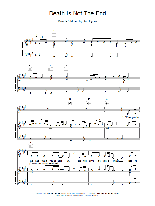 Learn to play Nick Cave Death Is Not The End sheet music for Piano, Vocal & Guitar Chords in minutes. Price: 7.8900$ Nick Cave Death Is Not The End sheet music notes and chords arranged for Piano, Vocal & Guitar Chords