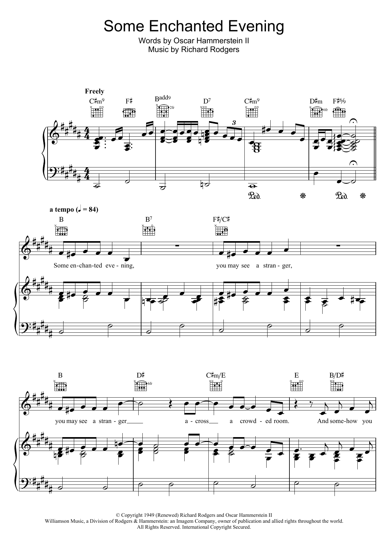 Learn to play Bob Dylan Some Enchanted Evening (from South Pacific) sheet music for Piano, Vocal & Guitar Chords in minutes. Price: 7.8900$ Bob Dylan Some Enchanted Evening (from South Pacific) sheet music notes and chords arranged for Piano, Vocal & Guitar Chords