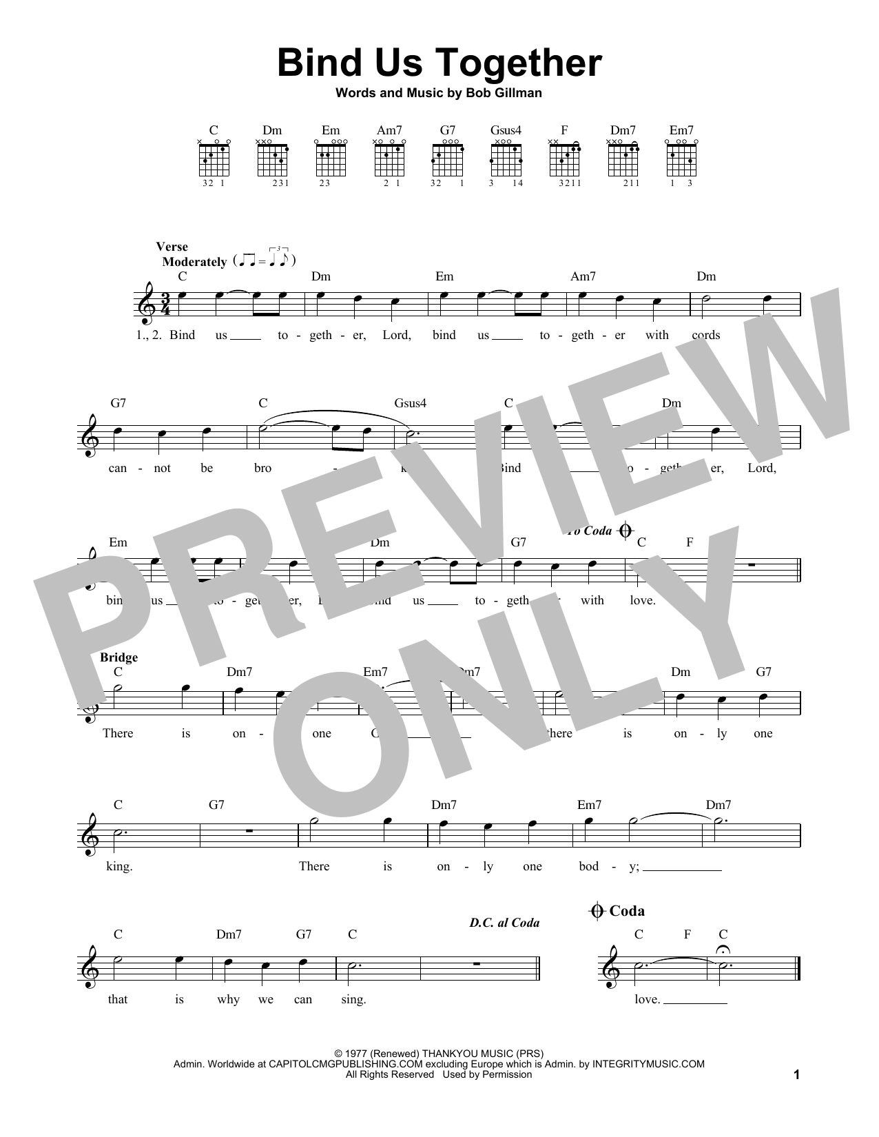 Bob Gillman Bind Us Together sheet music notes and chords. Download Printable PDF.