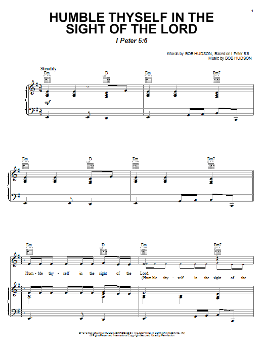 Bob Hudson Humble Thyself In The Sight Of The Lord sheet music notes and chords. Download Printable PDF.