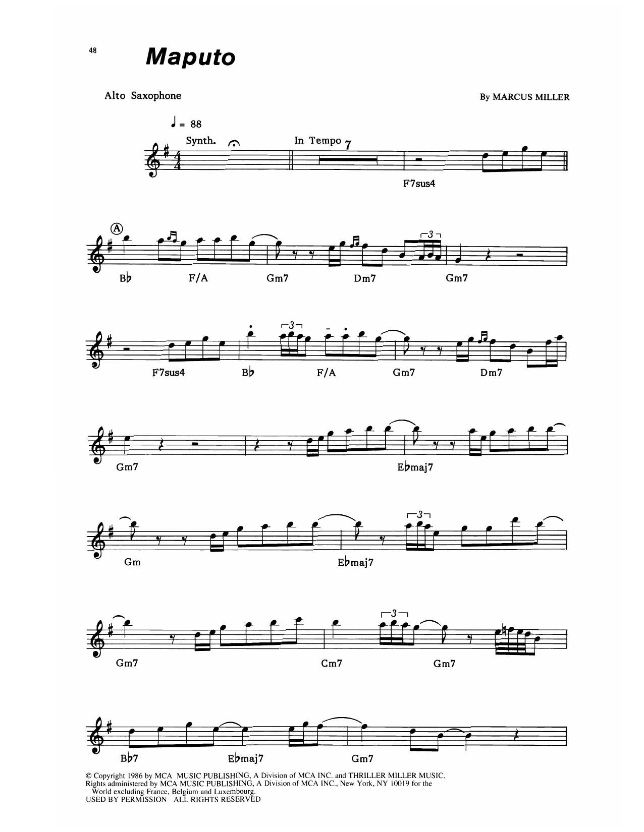 Learn to play Bob James and David Sanborn Maputo sheet music for Alto Sax Transcription in minutes. Price: 5.9900$ Bob James and David Sanborn Maputo sheet music notes and chords arranged for Alto Sax Transcription