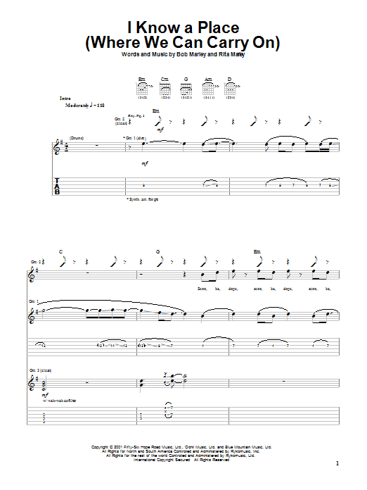 Bob Marley I Know A Place (Where We Can Carry On) sheet music notes and chords arranged for Ukulele