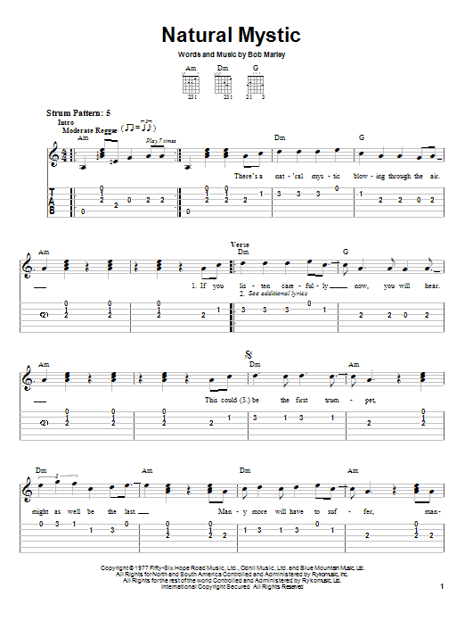 Bob Marley Natural Mystic sheet music notes and chords. Download Printable PDF.