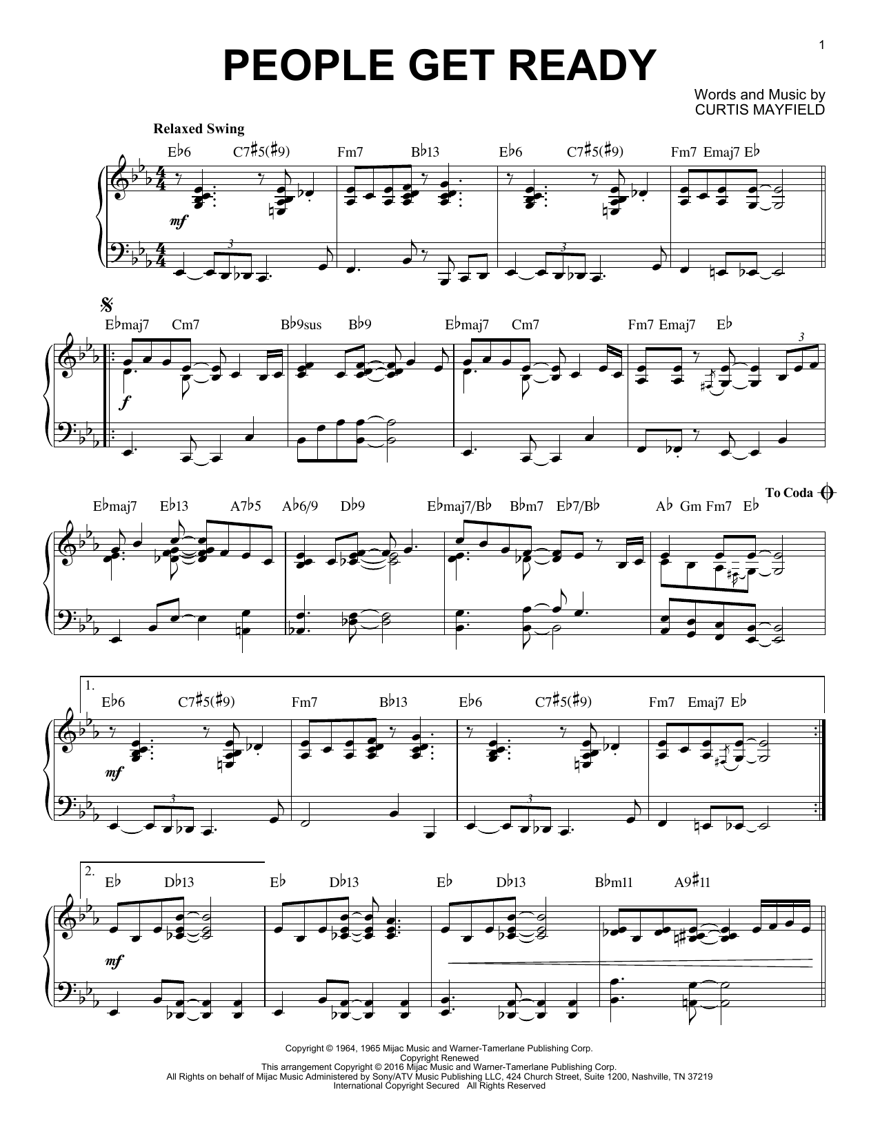 Bob Marley People Get Ready [Jazz version] (arr. Brent Edstrom) sheet music notes and chords. Download Printable PDF.