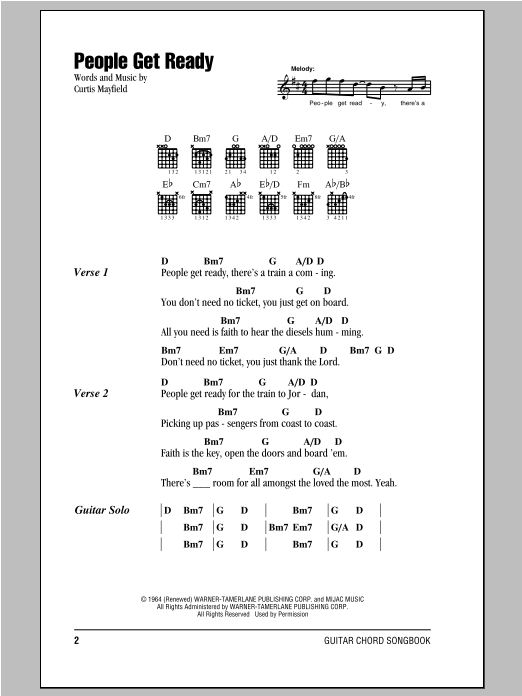 Bob Marley People Get Ready sheet music notes and chords. Download Printable PDF.