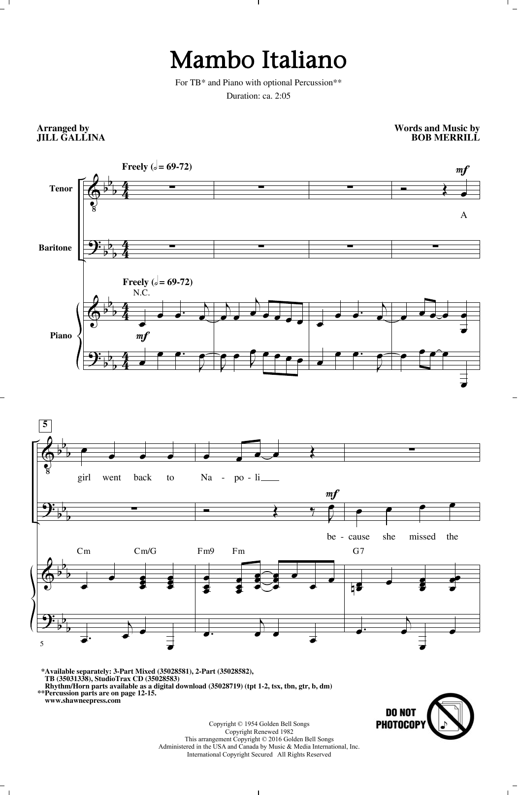 Bob Merrill Mambo Italiano (arr. Jill Gallina) sheet music notes and chords. Download Printable PDF.